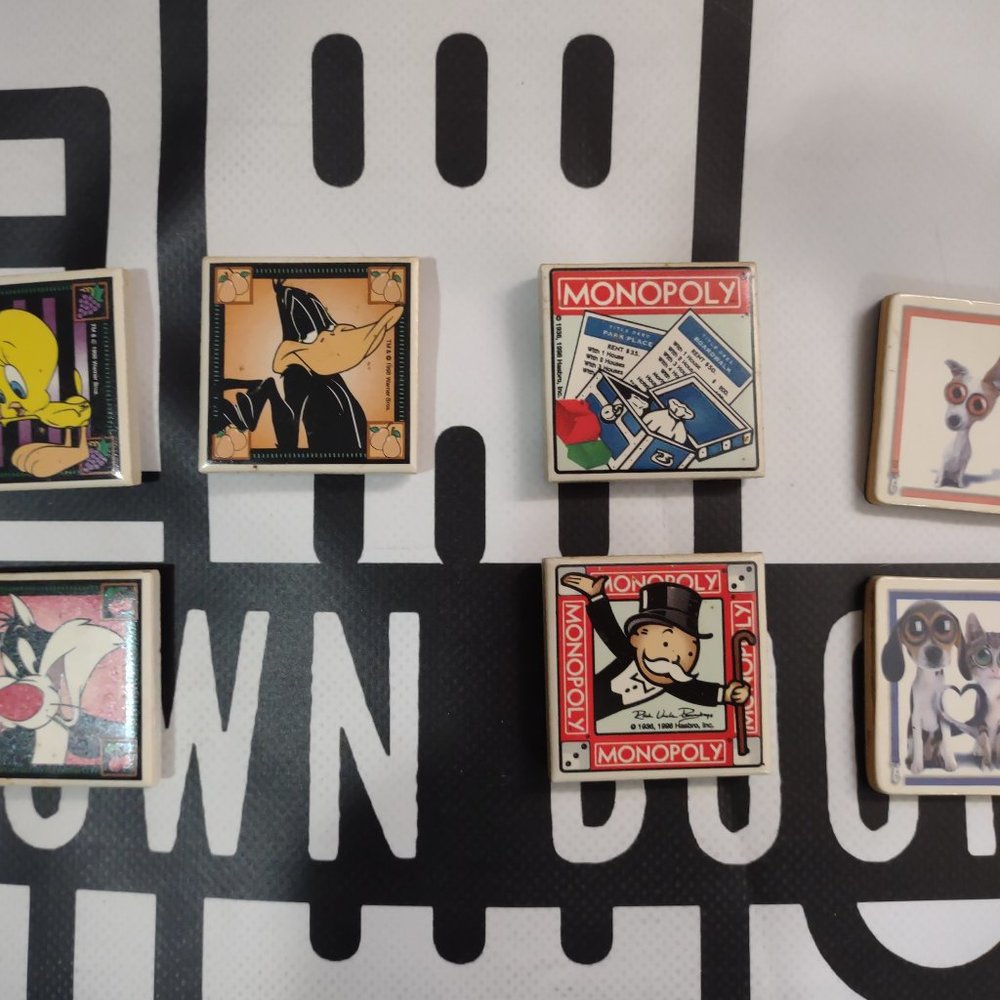 7 Magnets 1.75 inches Monopoly Looney Tunes Tweety Sylvester Daffy Duck